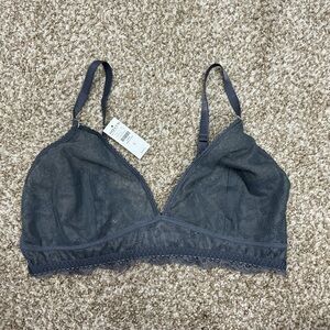 Soft Lace Triangle Bralette in Charcoal Gray